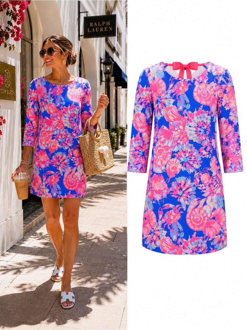 Lilly Pulitzer Bennet Noelle Dress XS Blue Bay Dreamin Crab Shell Pima Cotton